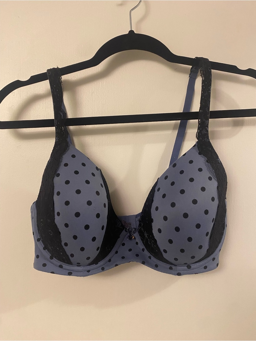 Soma Bra Embraceable Full Coverage Lace Trim Blue Black 32DD